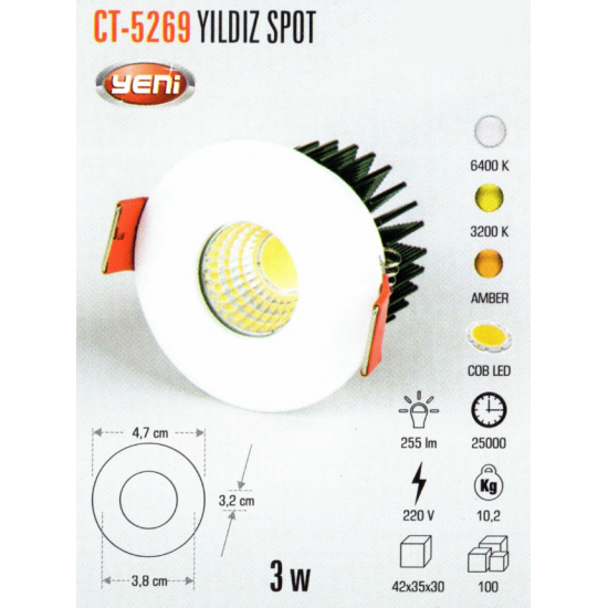 Cata 3W Yıldız Spot CT-5269