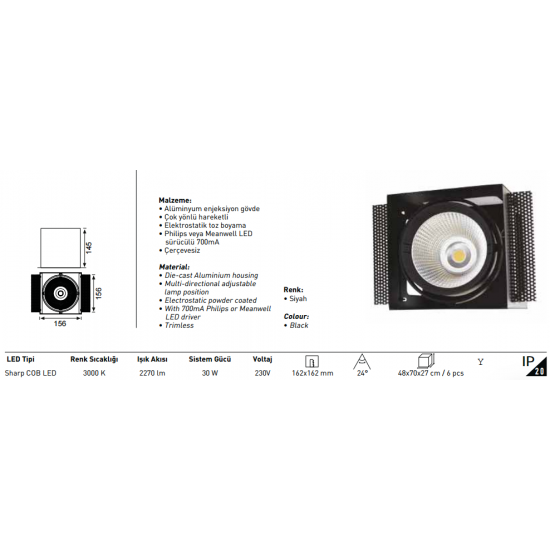 Jupiter Led Downlight Armatür LD435