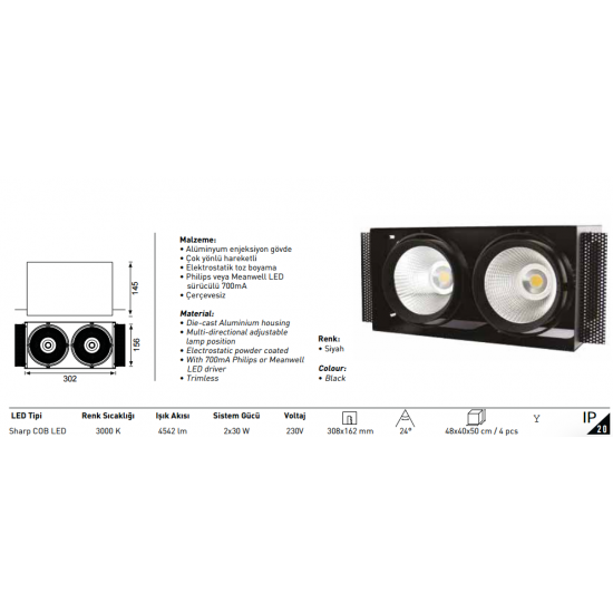 Jupiter Led Downlight Armatür LD436