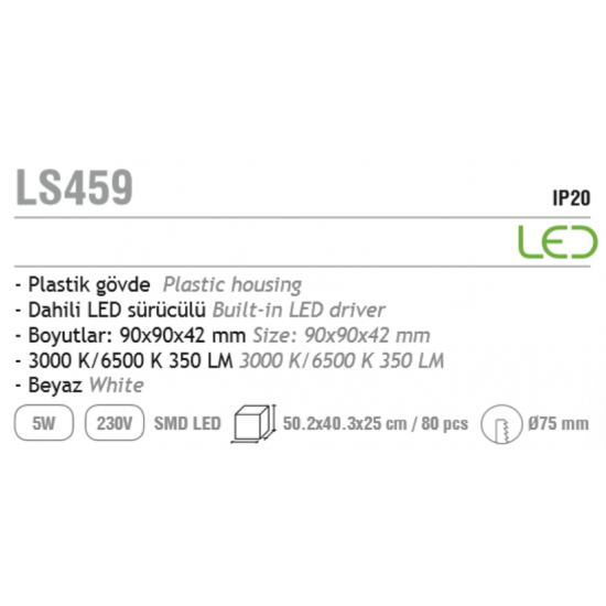 Jupiter 5W Led Spot LS459 Gün Işığı Jupiter 5W Led Spot LS459 Gün Işığı