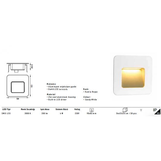 Jupiter LED Duvar Armatürü Trafolu LW459