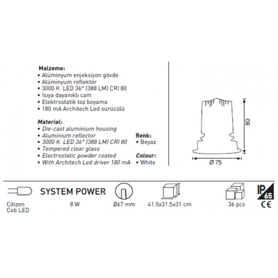 Jupiter 8W Led Downlight Venezia V3