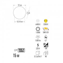 Cata 15 Watt Xplus Led Armatür CT-5661 - 3200K Sarı Işık Cata 15 Watt Xplus Led Armatür CT-5661 - 3200K Sarı Işık