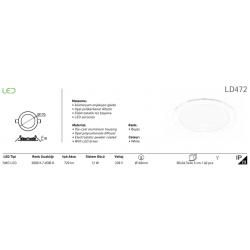 Jupiter 12W Led Panel LD472 Beyaz Işık Jupiter 12W Led Panel LD472 Beyaz Işık