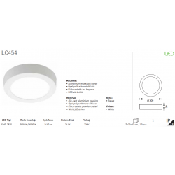 Jupiter 24W Sıva Üstü Yuvarlak Led Panel LC454 Beyaz Işık Jupiter 24W Sıva Üstü Yuvarlak Led Panel LC454 Beyaz Işık