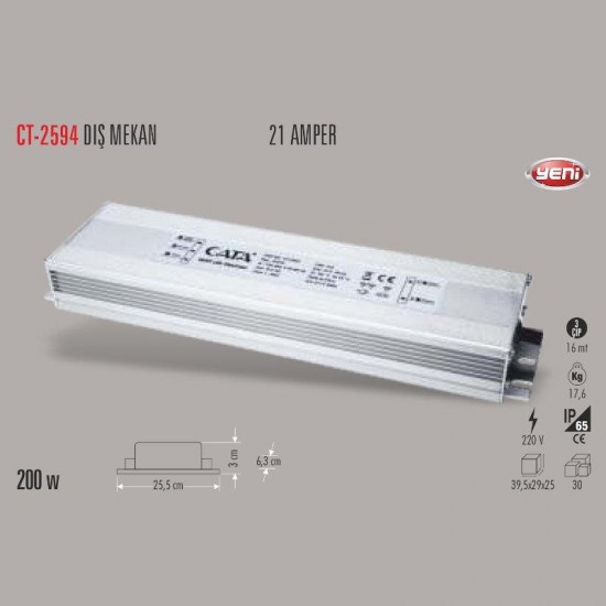 Cata 200w Dış Mekan 21A Led Trafosu CT-2594